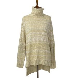 She + Sky Tunic Turtleneck Sweater Cream & White L